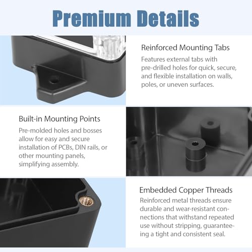 Junction Box with Clear Cover IP65 Waterproof ABS Plastic Universal Project Box with Fixed Ear, Black 3.2"x 2.2"x 1.3"(83x58x33mm)(Pack of 2) - color: 2 packs, size: 3.2"x 2.2"x 1.3"