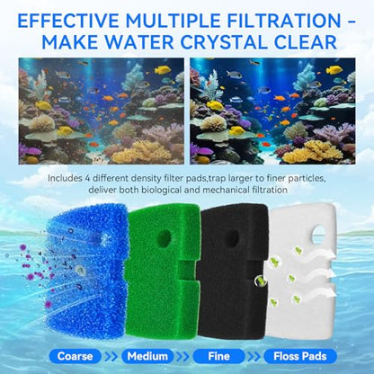 Canister Filter Media Compatible with Penn Plax Cascade 1200/1500 CCF4UL/CCF5UL Replacement Canisters Filters Bio Sponges for Aquariums Fish Tank Turtle Tank 16 Pack