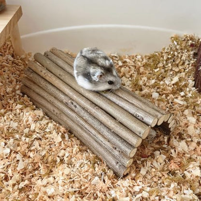 Natural Wooden Hamster Mouse Tunnel Tube, Small Animal Chew Toy for Rat Rodents