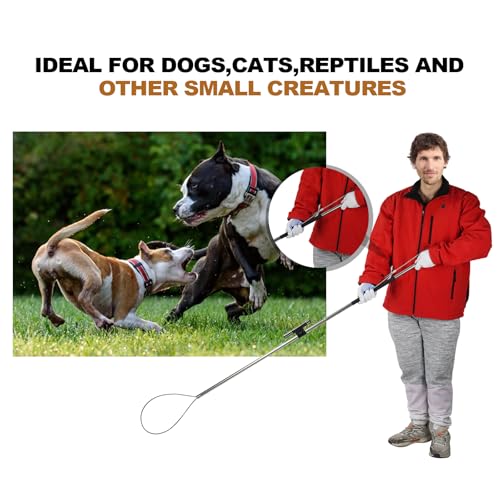 45"-59" Animal Control Pole Dog Catch Rod Noose Holder Tool for Medium Large Wildlife Handling Dogs Feral Cat Raccoons Hog Pig Fox Coyote Bulldog Wolf Goat - size: 59-inch