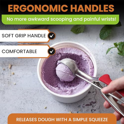 Spring Chef Large Stainless Steel Cookie Scoop, #20, 2.93 Tablespoon, Red | Premium 3.5" Cookie Scooper for Baking, Cupcake Scoop, Ice Cream Scoop w/ Soft Grip & Trigger Release, Dishwasher Safe - color: Red, size: #20 - Large - 2.93 Tbsp