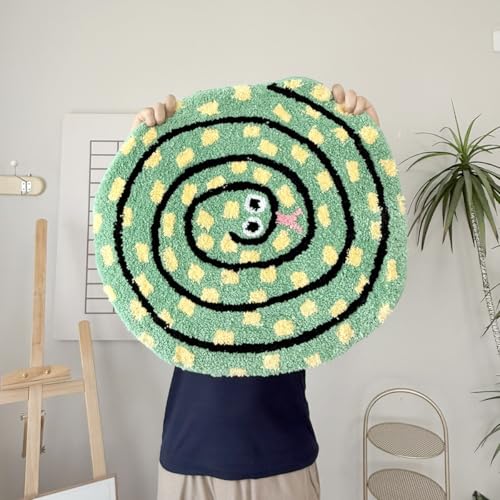 Snake Rug Tufted Cute Bedroom Rug Small Black Bathroom Rugs Novelty Animal Accent Carpet for Dorm Reptile Decor (24X22 inch)