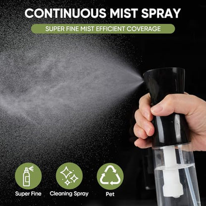 Continuous Spray Bottles (2 pack 6.8 oz/200ml), Ultra Fine Mist Sprayer, Spray Bottle For Hairstyling, Cleaning, Plants, Pets, Barbers, Salons (White & Black | 2 Pack) - color: White & Black | 2 Pack