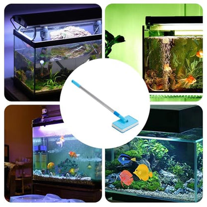 Aquarium Cleaning Tool Rustproof Foldable Sponge Algae Scraper | Space-Saving Fish Tank Brush Cleaner for Aquarium Turtle Reptile Terrarium Home Kitchen Water Wall Betta
