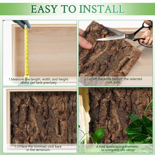 DOITOOL 4 Pcs Cork Bark for Reptiles, 5.9”x5.9” Natural Wood Terrarium Background Decor, Lizard Tank Accessories Climbing Mat Setup for Bearded Dragon Gecko Snake Frog