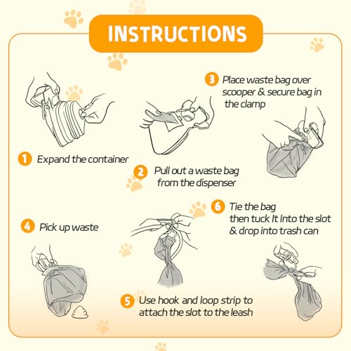 Large Pooper Scooper, Portable and Handheld Size for Walking Large and Small Dogs Outside Yard or Travel Outdoors, Pup Poop Scoop with Container and 30pcs Pet Waste Bag Attachment - size: Large