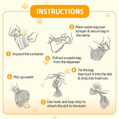 Large Pooper Scooper, Portable and Handheld Size for Walking Large and Small Dogs Outside Yard or Travel Outdoors, Pup Poop Scoop with Container and 30pcs Pet Waste Bag Attachment - size: Large