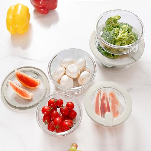Glass Food Storage Containers with Glass Lids, Microwave Safe Food Container Set, Aitight Meal Prep Container Set, LeakProof, 100% Plastic Free, 5 Pack - color: Ivory White -5p