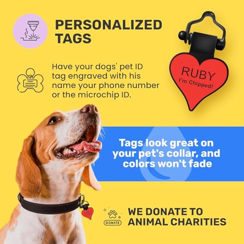The Original Silicone Silent Dog Tag - Personalized Engraved Soundless Pet ID - As Seen On Shark Tank - Durable - Never Fades - Heart - Pink - color: Pink, size: Heart