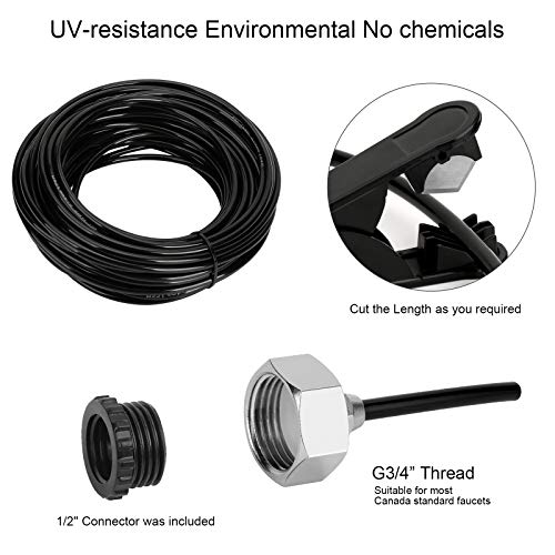 GMAULEE Misting Cooling System, DIY 49.2 FT(15M) Misting Line +15 Brass Mist Nozzles+ a Brass Connector(3/4'') Outdoor Mister System for Patio Waterpark Garden Trampoline Greenhouse - size: 49.2 ft (15M)+15 Brass