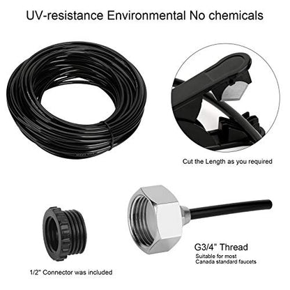 GMAULEE Misting Cooling System, DIY 49.2 FT(15M) Misting Line +15 Brass Mist Nozzles+ a Brass Connector(3/4'') Outdoor Mister System for Patio Waterpark Garden Trampoline Greenhouse - size: 49.2 ft (15M)+15 Brass