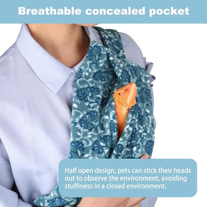 Guinea Pig Carrier Sling and Backpack 2-in-1,Bearded Dragon Sling Carrier | Guinea Pig Sling Bag Adjustable Reptile Carrier Bag for Guinea Pig Hamster Gecko Ferret, for Safe Pet Travel (Blue)