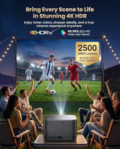 Outdoor Projector with WiFi and Bluetooth,Official Licensed Apps | Smart TV OS with Licensed Netflix, Auto Focus, Native 1080P & 4K Support, 330" Display, 40W Dolby Audio for Home Theater