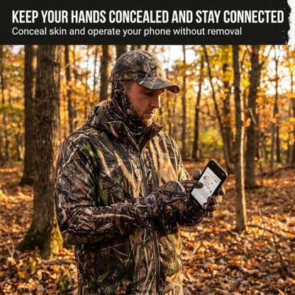 Men’s Camo Touchscreen Hunting Gloves – Lightweight, Thin, High-Performance Hunting Gear – L/XL