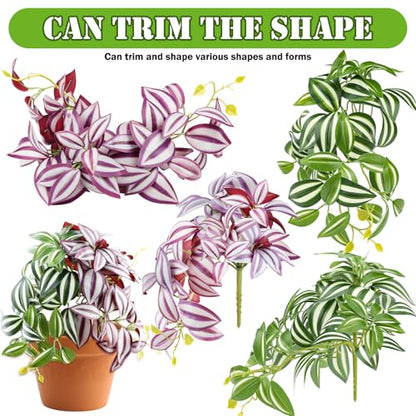 QUOZUO 2 Pack Reptile Plants, Artificial Hanging Plants with Suction Cups, Habitat Decor Plastic Vines Decorations for Bearded Dragons Lizards Snake Geckos Frogs -Purple and Green