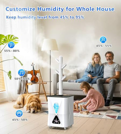 Humidifier Large Room,13L/3.43Gal 1400 sq.ft, Cool Mist Humidifiers for Bedroom with 1350mL/H Spray Output for Home, Office, Plants, Warehouse, House