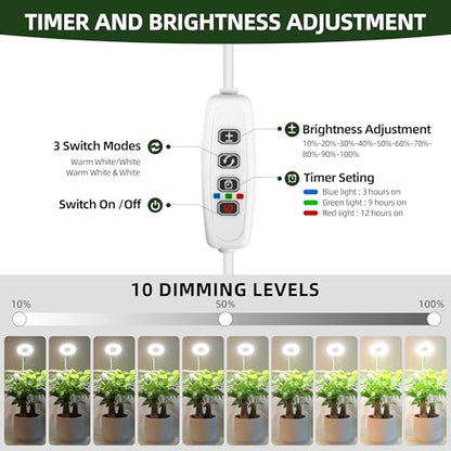 EWPJDK Plant Grow Light Full Spectrum with Detachable Base 48 LED Grow Lamp | Plant Grow Light Lamp for Indoor Plants, Clip-On, Growing Lamp - style: 03