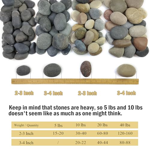 FANTIAN 40 lbs Garden Rocks Mexican Beach Pebbles, 3-4 Inch Decorative Large River Rocks for Landscaping Aquarium Yard Garden Paving Large Plant Crafting and Walkways | Natural Beach Pebbles, Decorative Stones for Landscaping, Aquarium, Yard, Garde, Plant