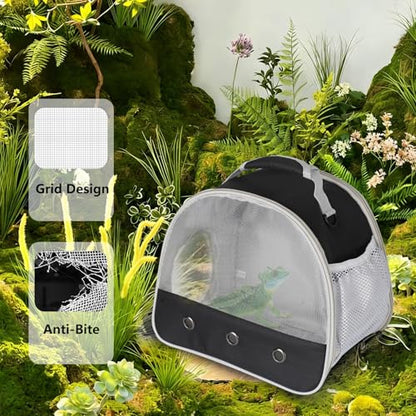 Ventilation Carrier for Bearded Dragon,Guinea Pig Carrier,Guinea Pig Carrier for 2,Reptile Travel Carrier for Lizards Sugar Glider Hedgehog Rat Parrot Birds,Airline Approved Black - color: Black