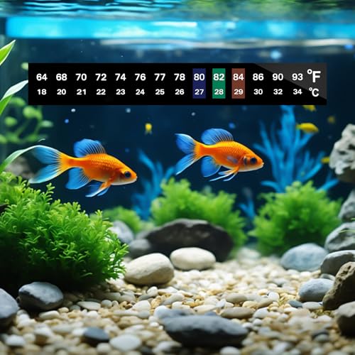 AQUANEAT 6 PCS Aquarium Thermometer Strips, Fish Tank Thermometer Sticker, Terrarium Water Temperature Test (0.71" x 5.13") - size: 0.71" x 5.13"