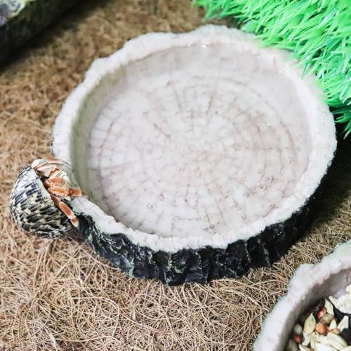 3 Pack Reptile Water Dish Food Bowls, Hermit Crab Food Dish with Feeding Tongs, Bearded Dragon Water Bowl, Suitable for Hermit Crab Lizard Gecko Tortoise Turtle Frog Leopard Crested Gecko - color: Tree Stump