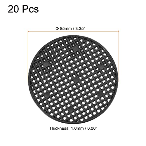MECCANIXITY Flower Pot Hole Mesh Pad 3.3 Inch Bonsai Plant Bottom Round Plastic Soil Grid Screen Mat, Black Pack of 20 - size: 3.3"