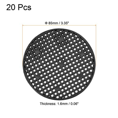 MECCANIXITY Flower Pot Hole Mesh Pad 3.3 Inch Bonsai Plant Bottom Round Plastic Soil Grid Screen Mat, Black Pack of 20 - size: 3.3"