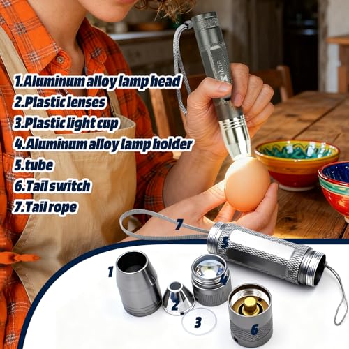 Egg Candler Light Rechargeable USB Eggs Candling Tester | Candling light for chicken eggs, egg checker incubator 5 modes, USB charging, for chicken duck quail dark eggs. - color: Gray