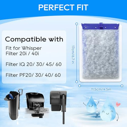 8 Pack Large Filter Cartridges Compatible with Tetra Whisper Bio-Bag | Aquarium Filter Replacement Cartridges Compatible with Tetra Whisper Filters 20i 40i IQ20 IQ30 IQ45 IQ60 PF20 PF30 PF40 PF60 - size: Large,8 Pack