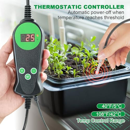 Seedling Heat Mat with Built-in Thermostat 4 Pack, 10" x 20.75" Waterproof Plant Heating Pad with Temperature Controller for Hydroponic,Germination, Indoor Gardening, Greenhouse, MET-Certified - size: 20x10.75*4