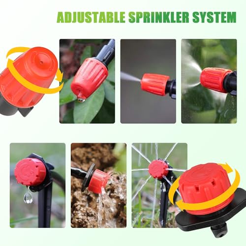 164FT Drip Irrigation System, 192Pcs Automatic Garden Watering System with Adjustable Misting Nozzle Sprinkler, 1/4 inch Blank Distribution Tubing Watering Drip Kit for Greenhouse, Patio, Lawn (164FT)