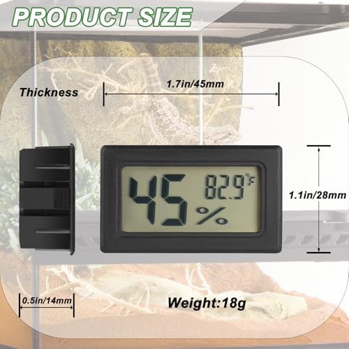 Reptile Thermometer and Humidity Gauge Digtal Terrarium Thermometer 2pc | RectangleBearded Dragon Cage Accessories Reptile Temp and Humidity Gauge for Leopard Gecko Hermit Crab Gecko Lizard Etc - size: rectangle