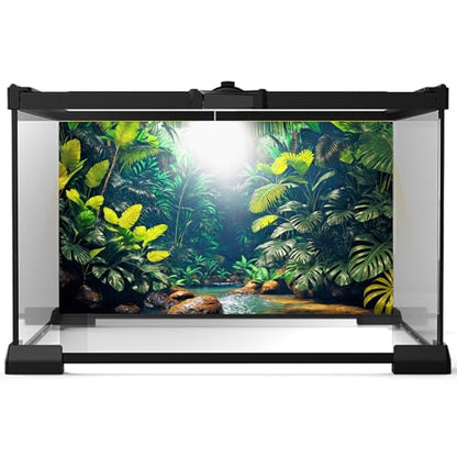 Palm Tree Leaves Aquarium Background Tropical Jungle Rainforest Fish Tank Background Tropical Stream Nature Landscape Reptile Tank Backgrounds Foggy Misty Leaf Reptile Enclosure Backgrounds 24x12in - color: Light Green, size: 24(W)x12(H)inches/ 60(W)*30cm