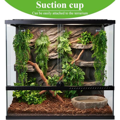 8 Pack Reptile Plants Terrarium Hanging Plant Vine Boston Climbing Terrarium Plant with Suction Cup for Bearded Dragons Lizard Crested Gecko Snake Crab Tank(Lush Series,Multiple Green) - style: Lush Series