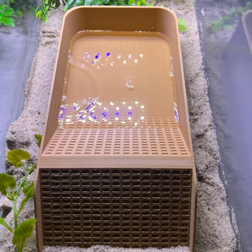 Hermit Crab, Lizard, Turtle, Amphibian XL Watering Pool | Platform Pool Accessory with Access Ramp for Pet Habitats | 9.75" x 5" | Made in USA (X-Large) (Salt Only, Tan) - color: Salt Only, Tan