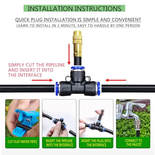 98Ft Greenhouse Drip Irrigation Kit Automatic Irrigation System 360°Adjustable 30 Brass Spray Nozzles 1/2'' Irrigation Tubing Hose Patio Misting Plant Watering with Blank Distribution Tubing Hose - size: 98FT