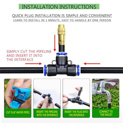 98Ft Greenhouse Drip Irrigation Kit Automatic Irrigation System 360°Adjustable 30 Brass Spray Nozzles 1/2'' Irrigation Tubing Hose Patio Misting Plant Watering with Blank Distribution Tubing Hose - size: 98FT