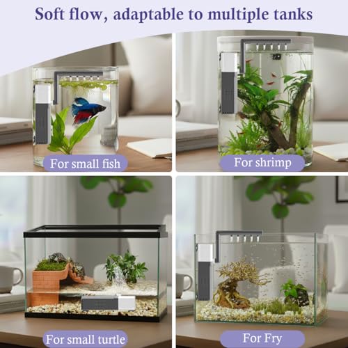 3W Mini Fish Tank Filter, 48GPH Quiet Aquarium Internal Filter 3-in-1 Submersible Fish Tank Filter Pump for 1-6Gal Betta/Fry/Shrimp Tanks - style: 3W(1-6gal)