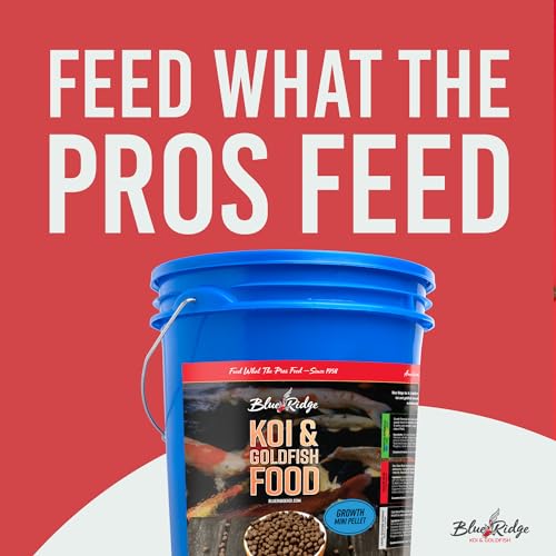 Blue Ridge Koi Fish Food 14lb - Koi Food Mini Growth Formula, Goldfish Food, Premium Fish Food for Ponds, Ponds Fish Food, Floating Pond Pellets - size: 14 Pound (Pack of 1)