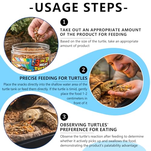 Turtle Food for Reptiles, 3 oz Canister - 3-in-1 Blend of Dried Mealworms, River Shrimp & Fish - Turtle Treats with High Protein, Reptile Treats for Aquatic Turtles (3 oz)