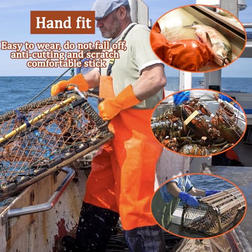 3 Pairs Sewer Gloves PVC Coated Non-Slip Oil & Chemical Resistant | 3 PAIRS INCLUDED: PVC coated sewer gloves for drain cleaning, plumbing maintenance, and everyday heavy-duty work - color: 3 Pairs Brown