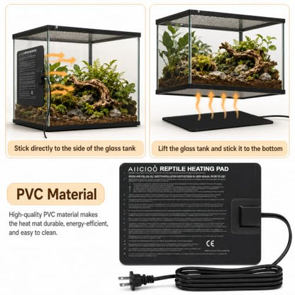 Aiicioo Reptile Heating Pad - Hermit Crab Heater Heat Mat for Reptiles Snake Lizard Terrarium 8 Watt - size: 6" X 8"(8W)