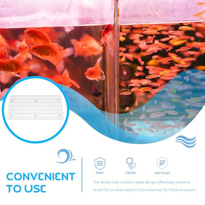 Toyvian Fish Tank Divider Board with 4.5mm Mesh Grid, Non-Submersible White Isolation Plate, Includes 1 Grid Panel and 6 Support Pillars for Aquarium and Tortoise Reptile Basking Platform