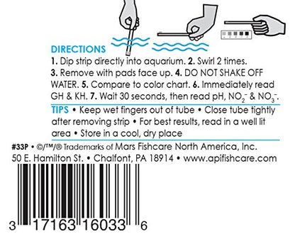 API 5-IN-1 TEST STRIPS Freshwater and Saltwater Aquarium Test Strips 100-Count Box - size: 100-Count