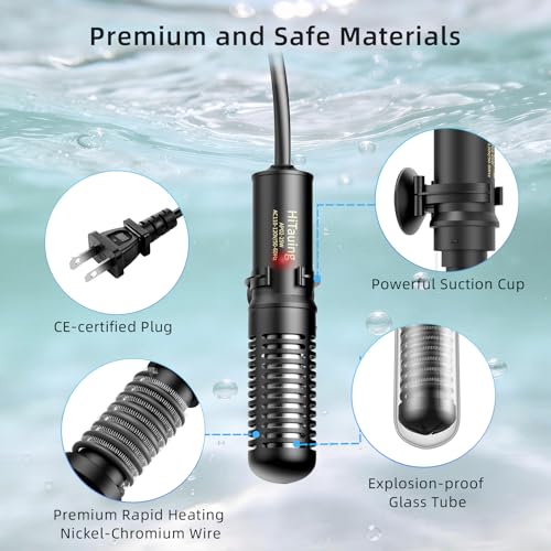 HiTauing Small Aquarium Heater 25W, Constant Temperature 78℉ Fish Tank Heater with Digital Thermometer, Submersible Betta/Turtle Tank Heater for Freshwater and Saltwater Tanks