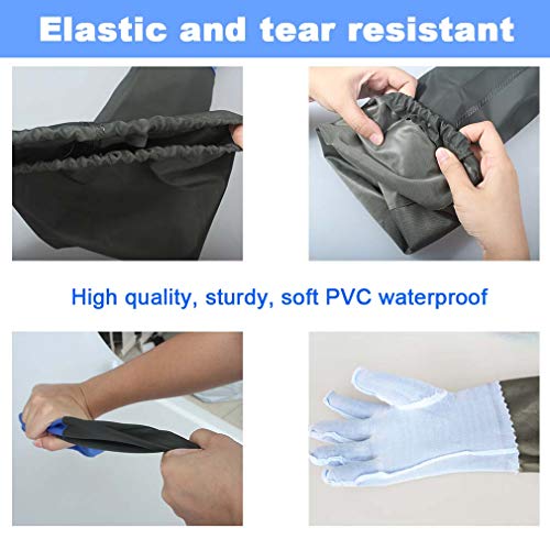 Haiou 25" Long Rubber Gloves for Waterproof Pond Gloves for Cleaning -Large | Elbow Length Gloves Gardening Gloves Heavy Duty Waterproof Fishing Gloves for Women and Men