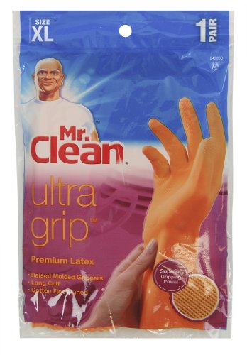 Mr. Clean Ultra Grip, Heat Resisting, Soft Cotton Flock Lining, Extreme Non-Slip Diamond Grip Gloves, Extra Large - size: X-Large (Pack of 1)