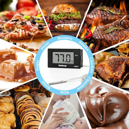 Digital Oven Thermometer with Probe Grill Meat Thermometer up to 572°F/300°C, Oven Thermometer Roasting for Barbecue Accessories for Kitchen, Roasting, Grill, Pizza-Black - color: Black