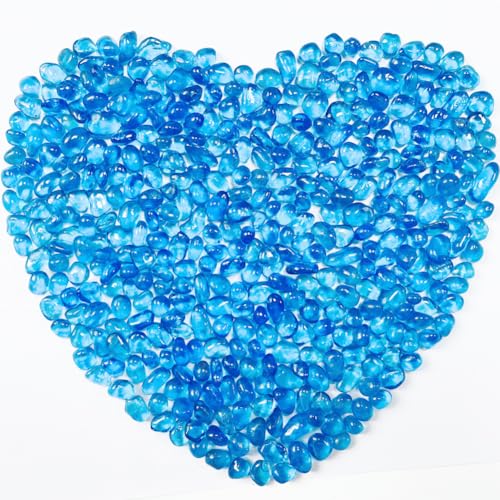 0.88LB Blue Fish Tank Gravel Aquarium Glass Stones Sea Glass Pebbles Aquarium Gravel Rocks Fish Tank Rocks, Beads Pebbles Rock Sand Glass Gems Stones for Vase Filler Fish Turtle Tank Decoration - color: Blue