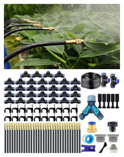 Drip Irrigation System,Automatic Garden Watering System, 360 Degree Adjustable Garden Sprinkler, High Output Mist Spray Nozzle for Potted Plants, Easy Connect & Rotating Head, Customizable Water Flow - size: 165 FT